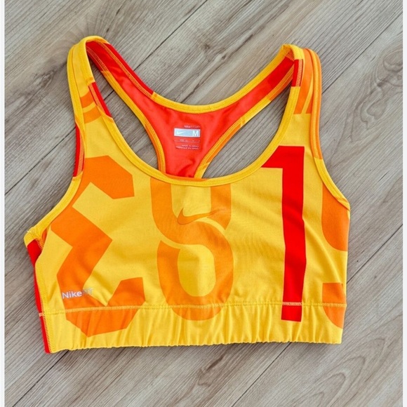 Nike Fit Dry Sports Bra Red/Yellow/Orange Size Medium - Picture 1 of 7